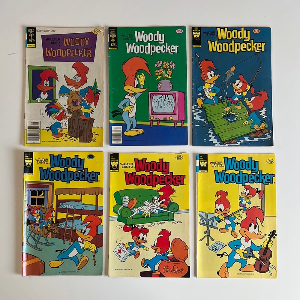 Lot Of 6 Woody Woodpecker Gold Key Whitman Comic Books #158 170 189 197 199 201